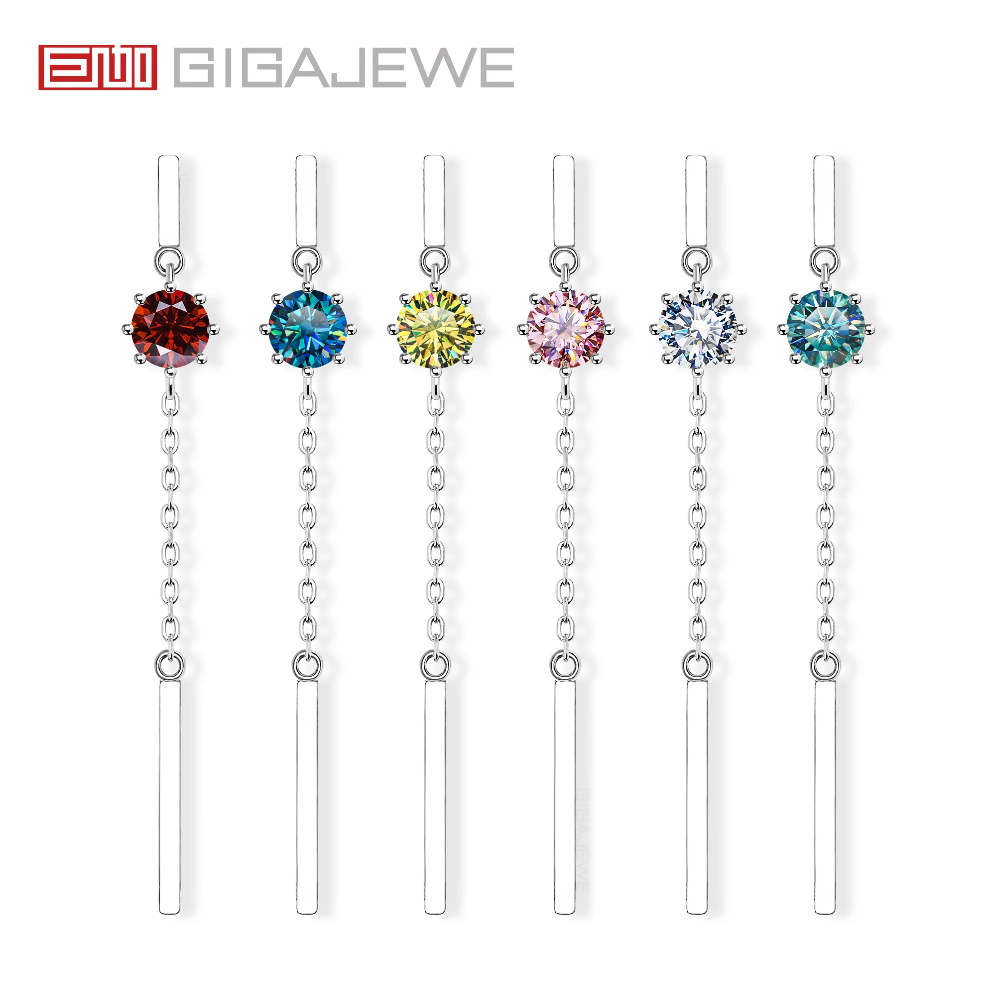 

GIGAJEWE Tassels Earrings Moissanite White D NovaColor Fl-VVS1 S925 Silver 18K Gold Plated Diamond Test Passed Jewelry Wife Gift