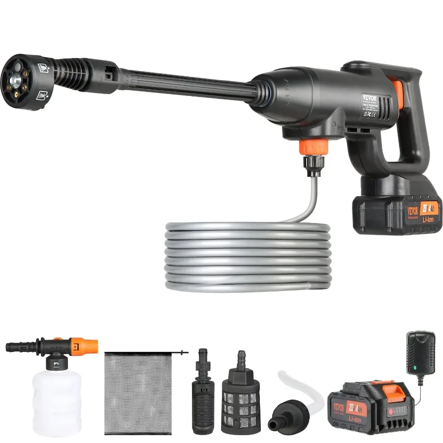 

Cordless Pressure Washer 580-PSI 1.1 GPM Portable Power Cleaner Handheld High-Pressure Car Washer Gun with 4.0Ah Battery Charg