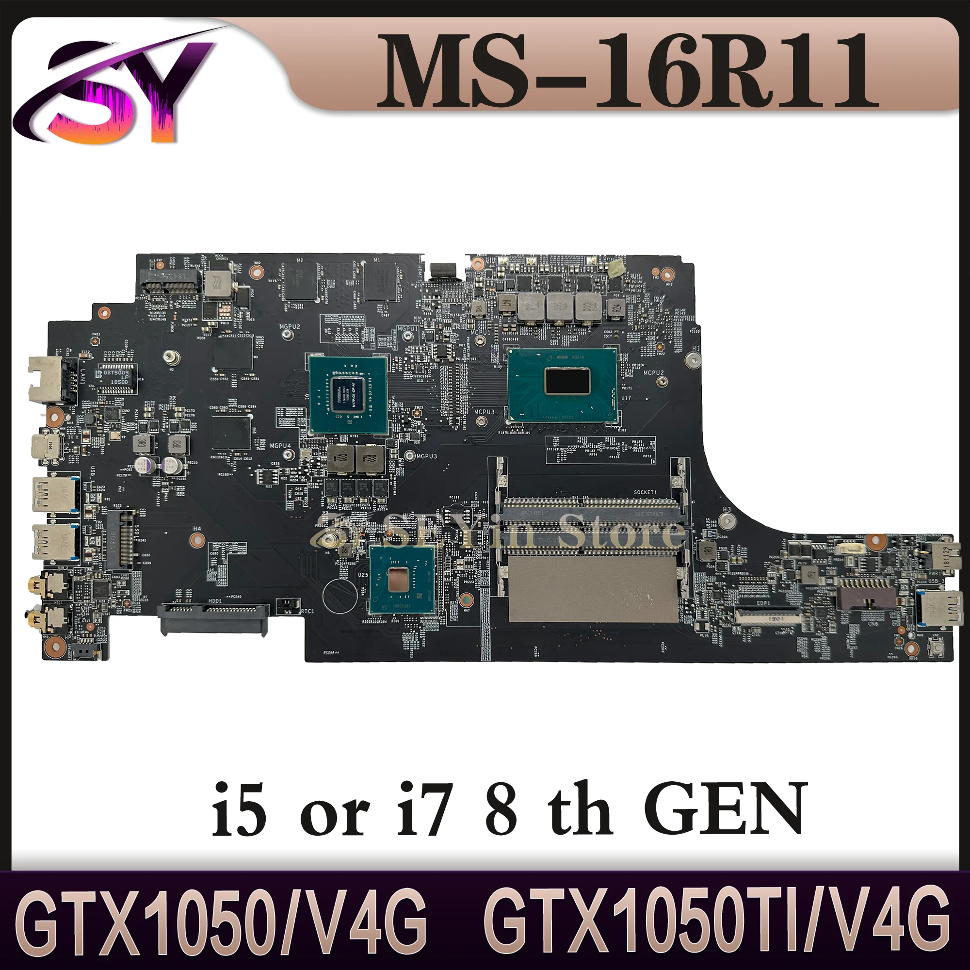 

Mainboard For MSI MS-16R11 MS-16R1 GF63 Laptop Motherboard i5 i7 8th Gen GTX1050 GTX1050Ti V4G