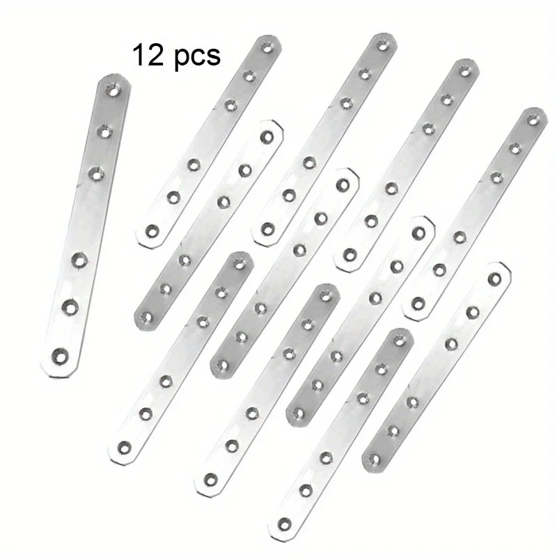 

12pcs Flat Mending Plate Stainless Steel Flat Bracket Metal Straight Brace Repair Joining Fixing Bracket Wood Bracket Connector