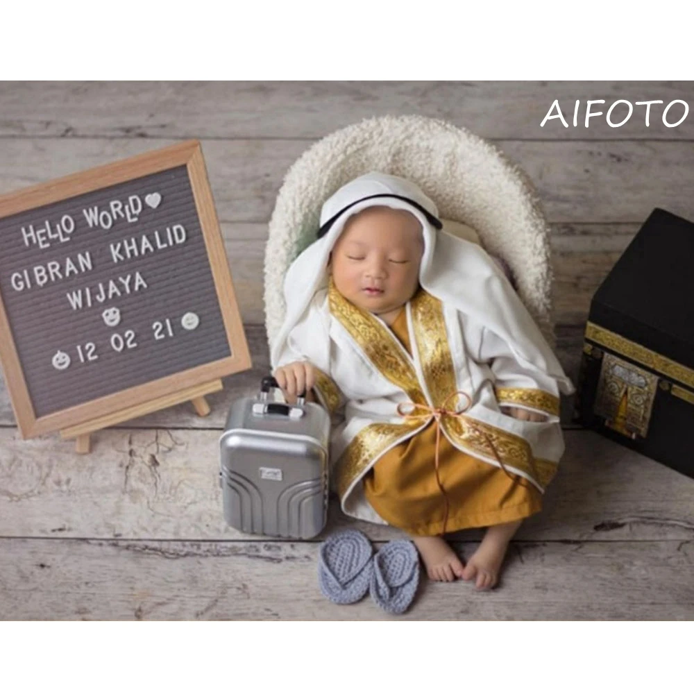 Newborn Photography Props BABI Boy Clothes Creative Mini Suitcase Luggage Baby Photo Props Accessories Store Arab Robe Costum