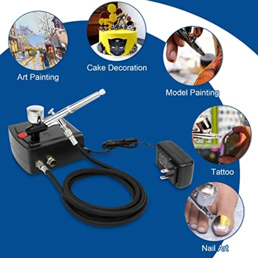 Kit de aerógrafo dualaction portátil com mini compressor de ar para pintura de arte de maquiagem, tatuagem, decoração de bolo, modo de spray de manicure