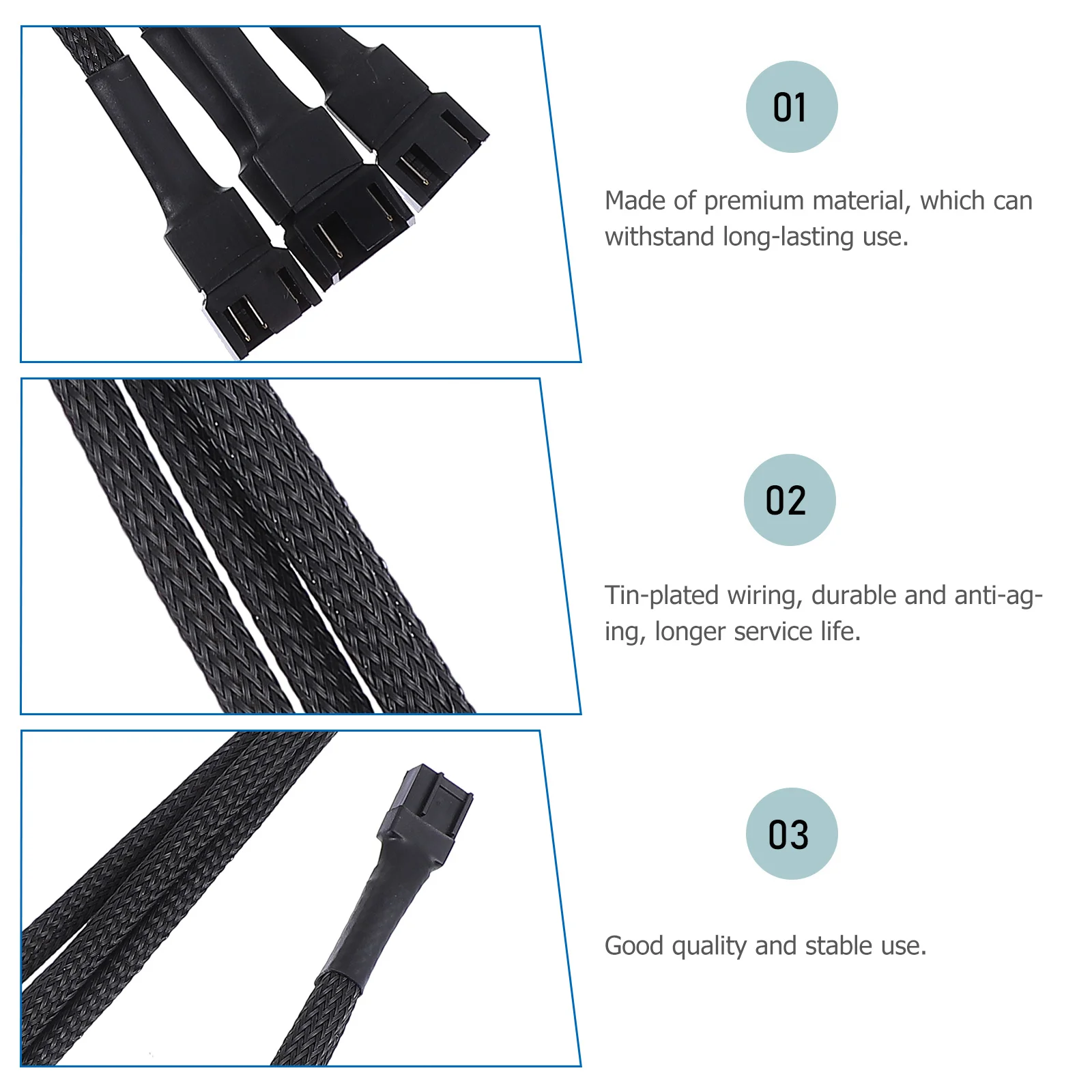 

2Pcs Pwm Fan Splitter Extension Cable Exquisite Workmanship Reasonable Structure Long Time Use Pwm Fan Splitter Cable