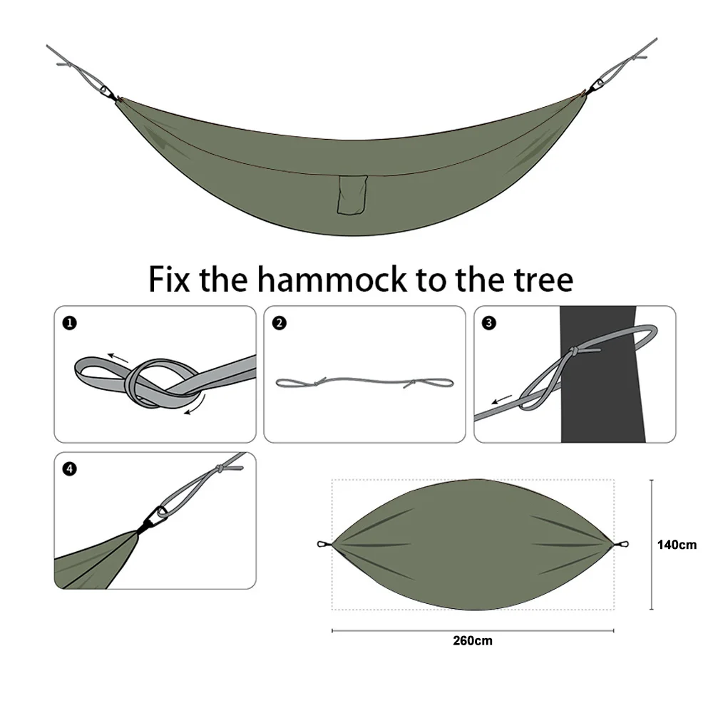 Portable Nylon Parachute Fabric Single Size Color Matching Hammock Outdoor Camping Hiking Garden Hammock