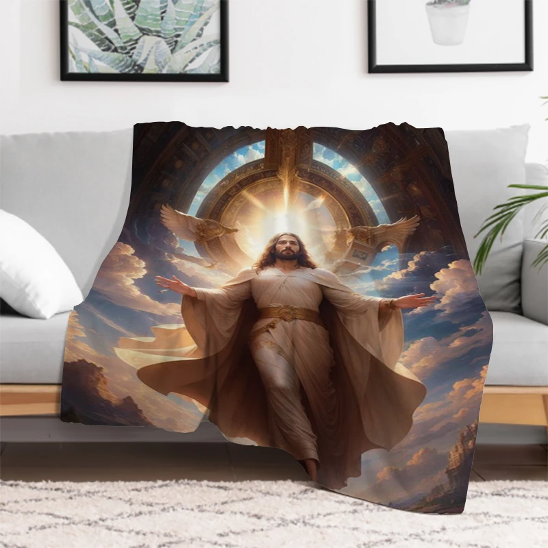 

Warm Winter Blanket Christianity Jesus Poster Double Bed Blankets & Throws Furry Throw Sofa Fluffy Soft Decorative Anime Custom