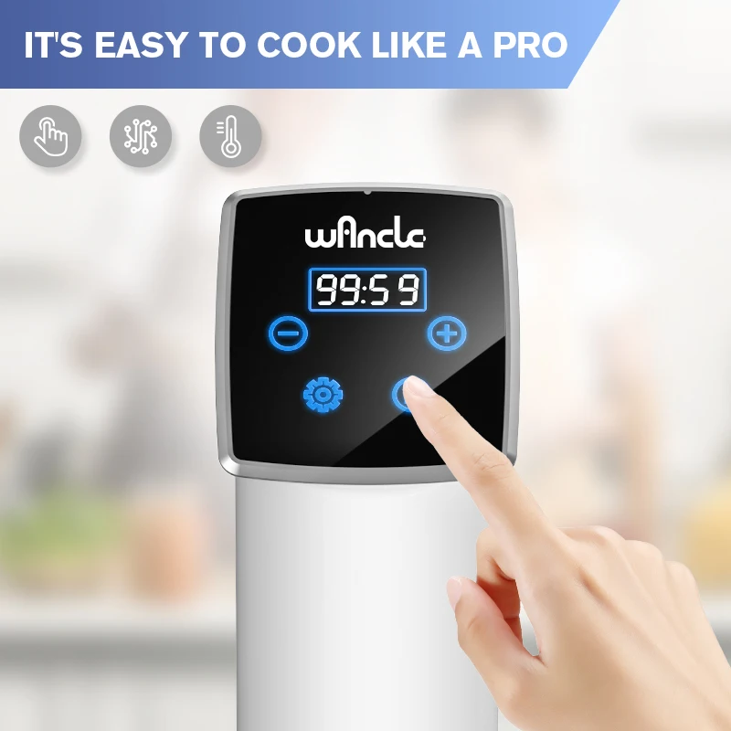 Wancle 1100 Вт Вакуумная плита Sous Vide IPX7 Водонепроницаемая мультиварка Погружной циркулятор Точное приготовление пищи со светодиодным цифровым дисплеем