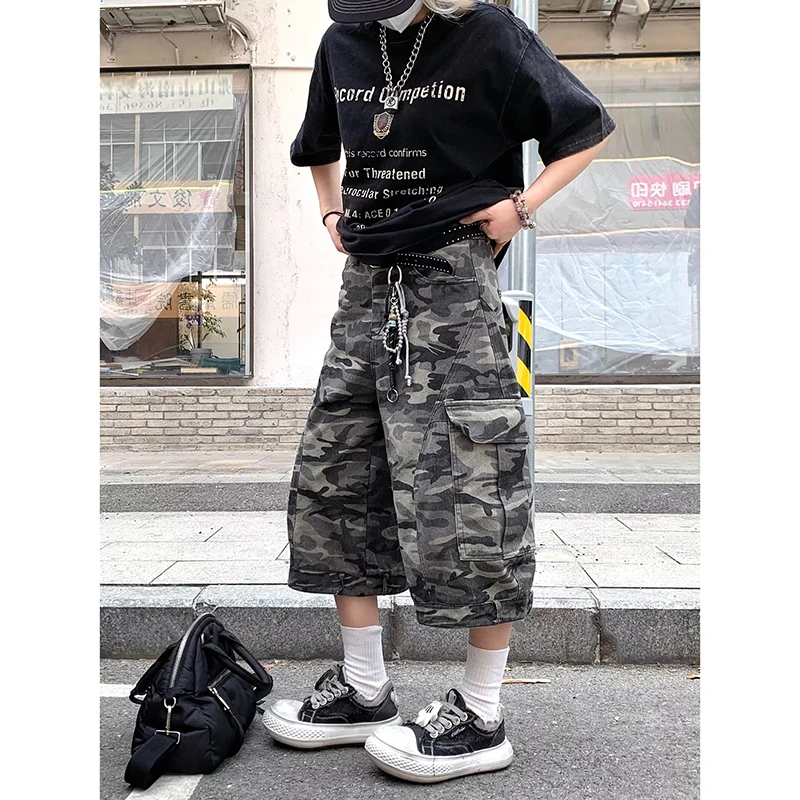 ZHIZOU Summer Women Blue Denim Shorts Y2k Jeans Pants Harajuku Aesthetic Vintage Camouflage Cowboy Shorts 2000s Trashy Clothes