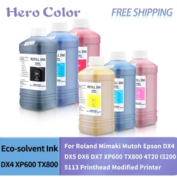 1000ml Eco-solvent Ink For Roland Mimaki Mutoh Epson DX4 DX5 DX6 DX7 XP600 TX800 4720 I3200 5113 Printhead Modified Printer