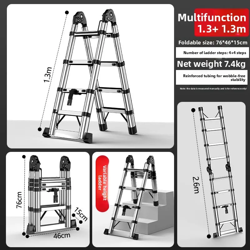 Delixi Electric Extendable A Frame Ladder Household Foldable Thickened Engineering Multifunctional Portable Ladder Telescoping