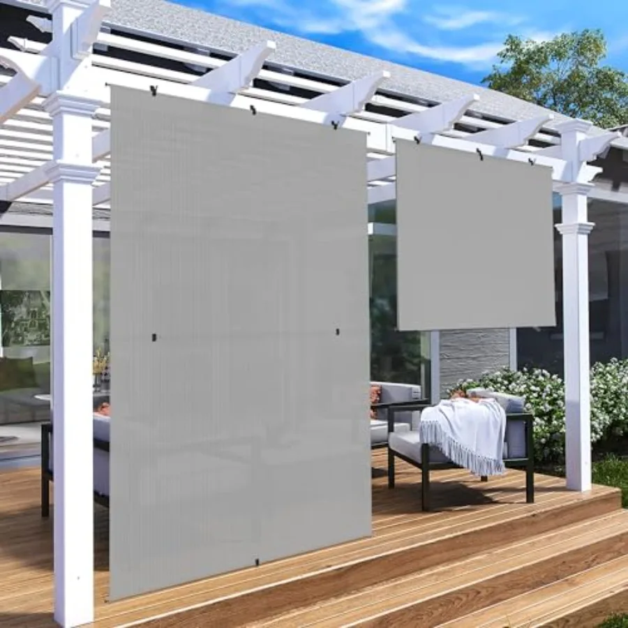 

Shades Roll Up Outdoor 7'Wx6'H Foldable Roller Shade Blinds Exterior Block Sun Screen for Outside Porch Deck Balcony Pergola Ca
