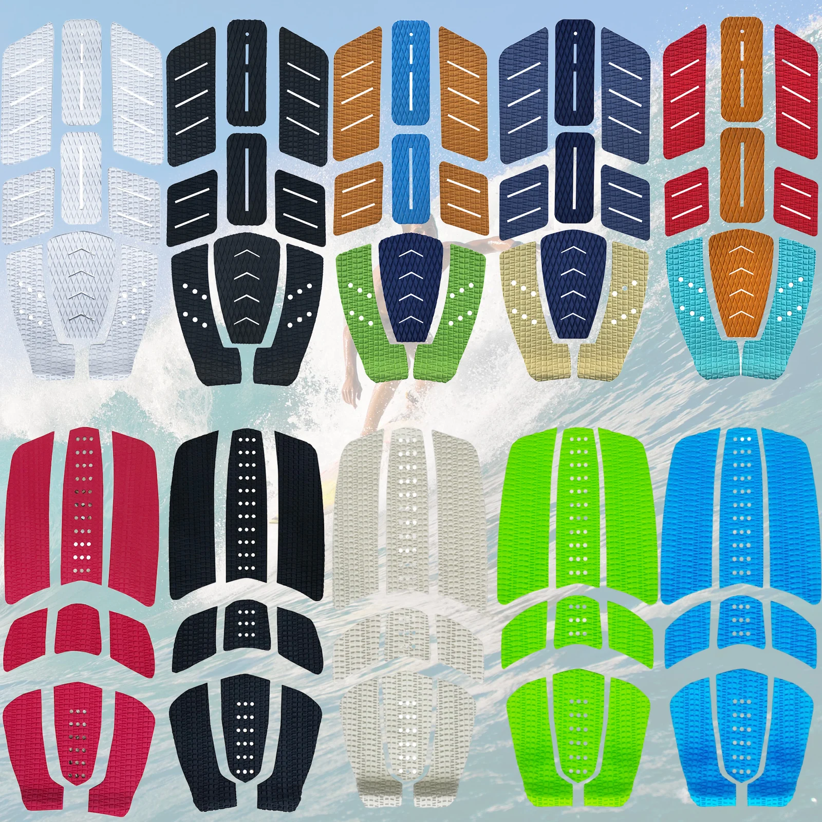 

9pc/set Surf Traction Pad Surfboard 3M Back Glue Footing Mat Paddleboard Foot Pad Premium Traction EVA Non-slip Paddle Board Pad