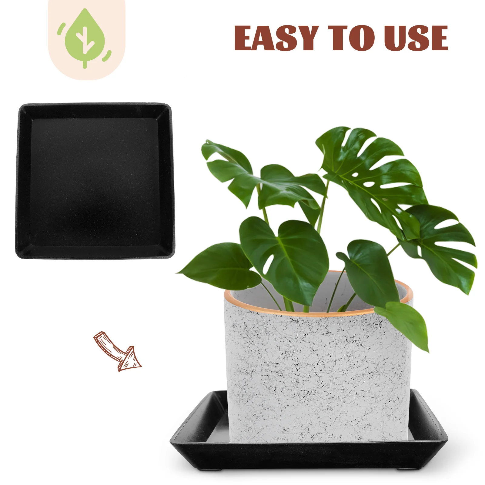 

2pcs Flowerpot Tray Thickened Plastic Plant Pots Saucer Brown Water Drainage Easy Clean Home Decor
