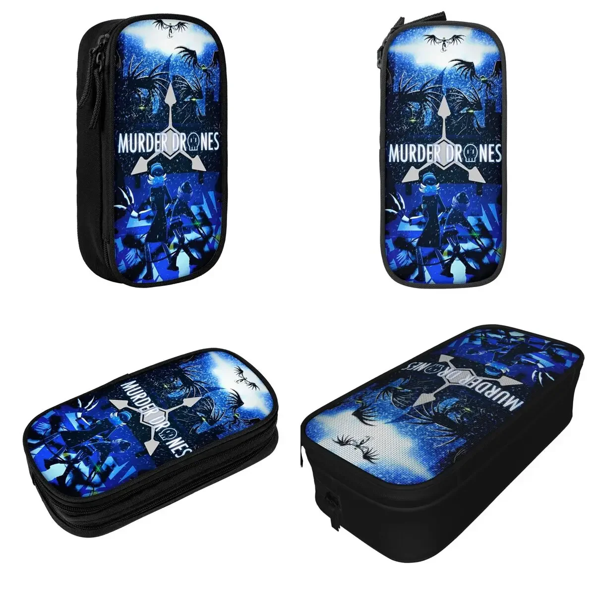 Murder Drones Pencil Cases Black Comedy Science Fiction Pen Box Bags Kids Big Capacity School Supplies Cosmetic Pencilcases