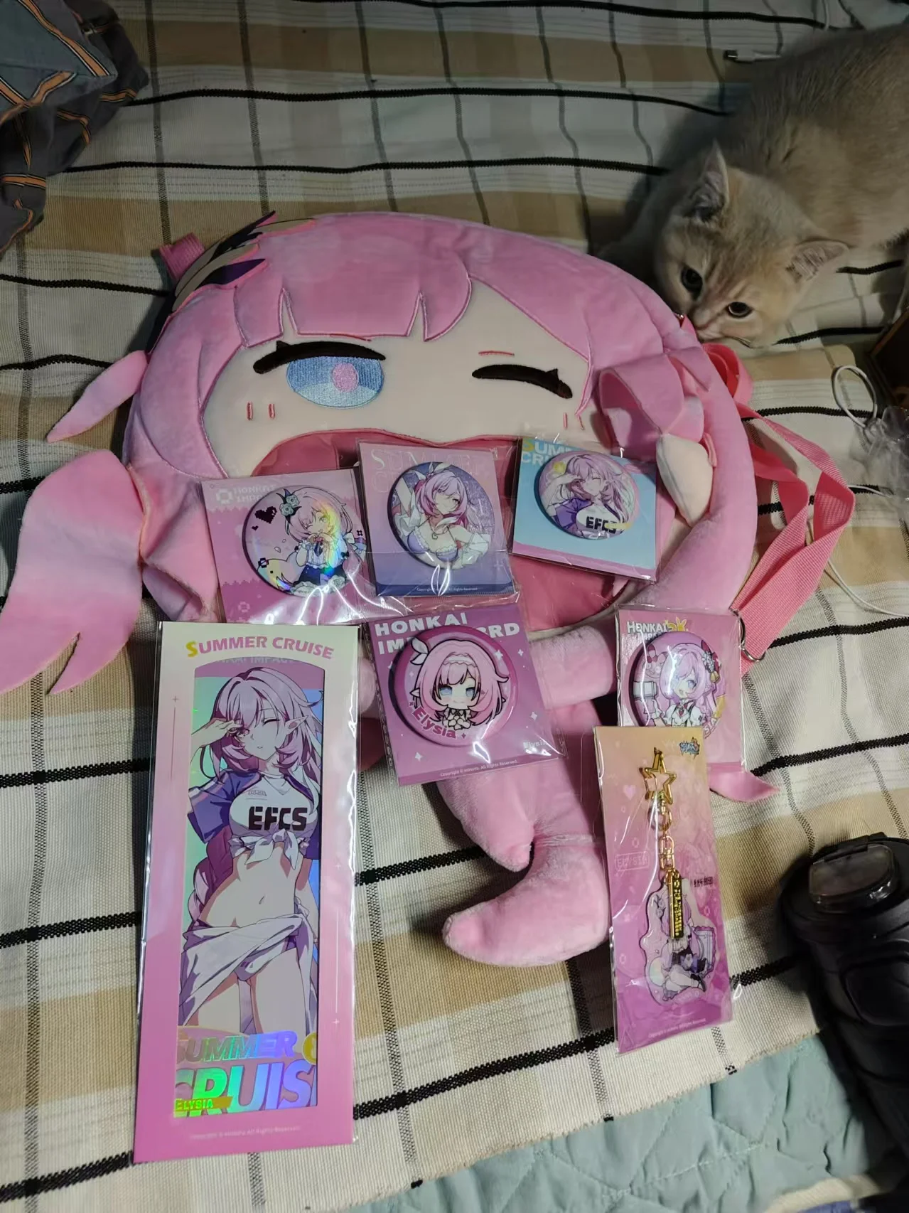 

Anime Honkai Gakuen Elysia Shoulder backpack Mascot Costume Plush Dolls for Cosplay Events