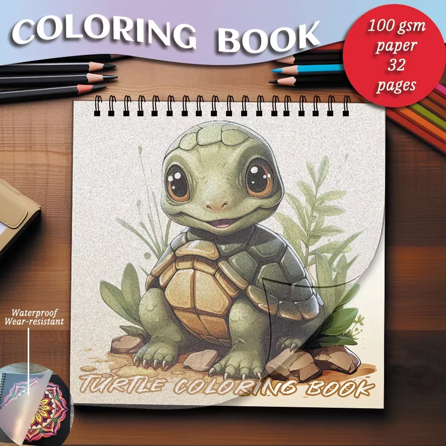 

A Gift of Love & Color: Adorable Turtle Coloring Book. 32 Pages of Joy in a Charming 8.27" Square - A Heartfelt Present for Fami
