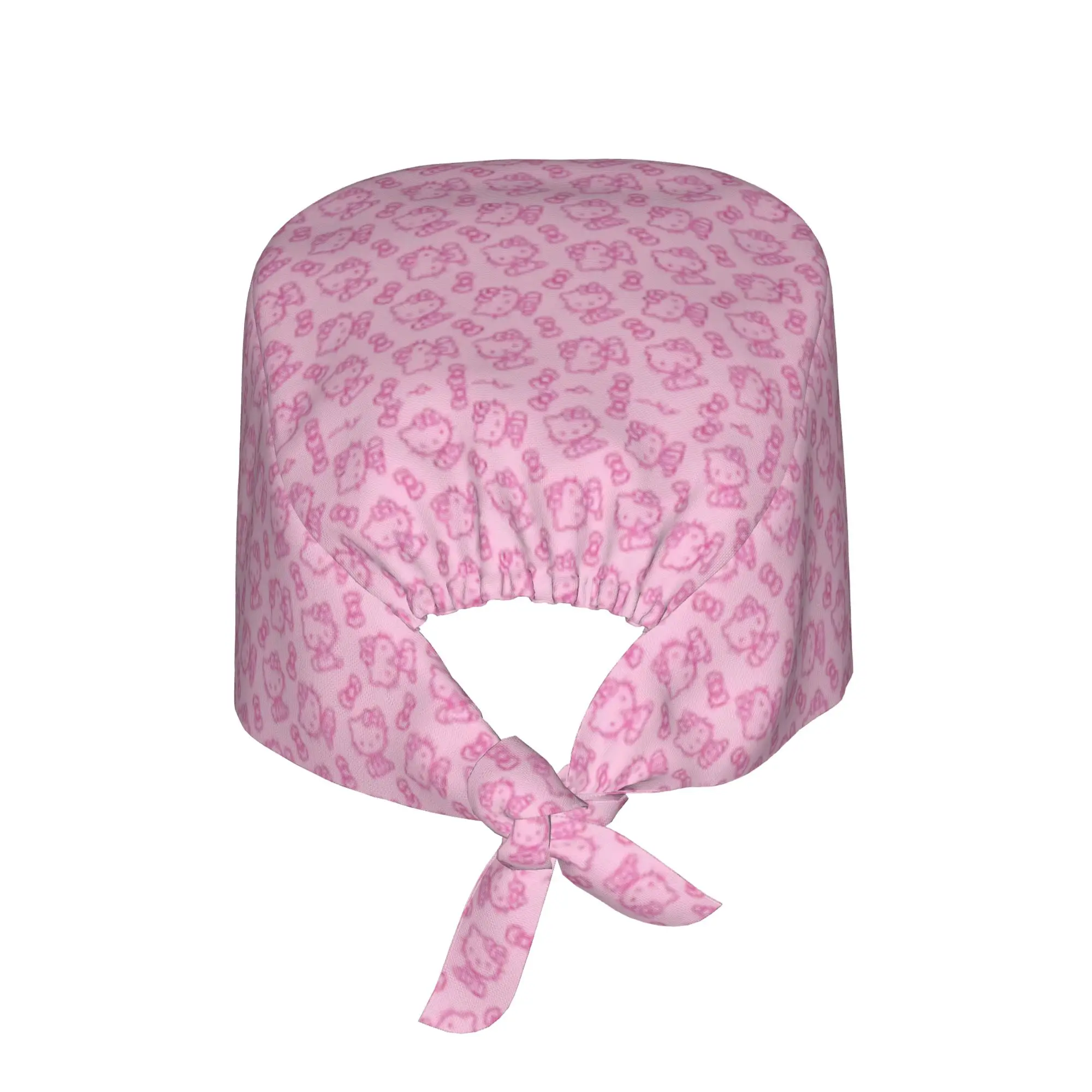 Custom Adjustable Girls Kitten Working Hat Women Men Kawaii Cartoon Scrub Caps for Chef