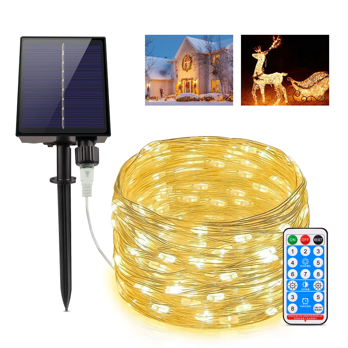 Outdoor Solar LED String Light Fairy Lights Garland Waterproof Garden Lamp for Party Wedding Xmas Christmas Tree Holiday Decor