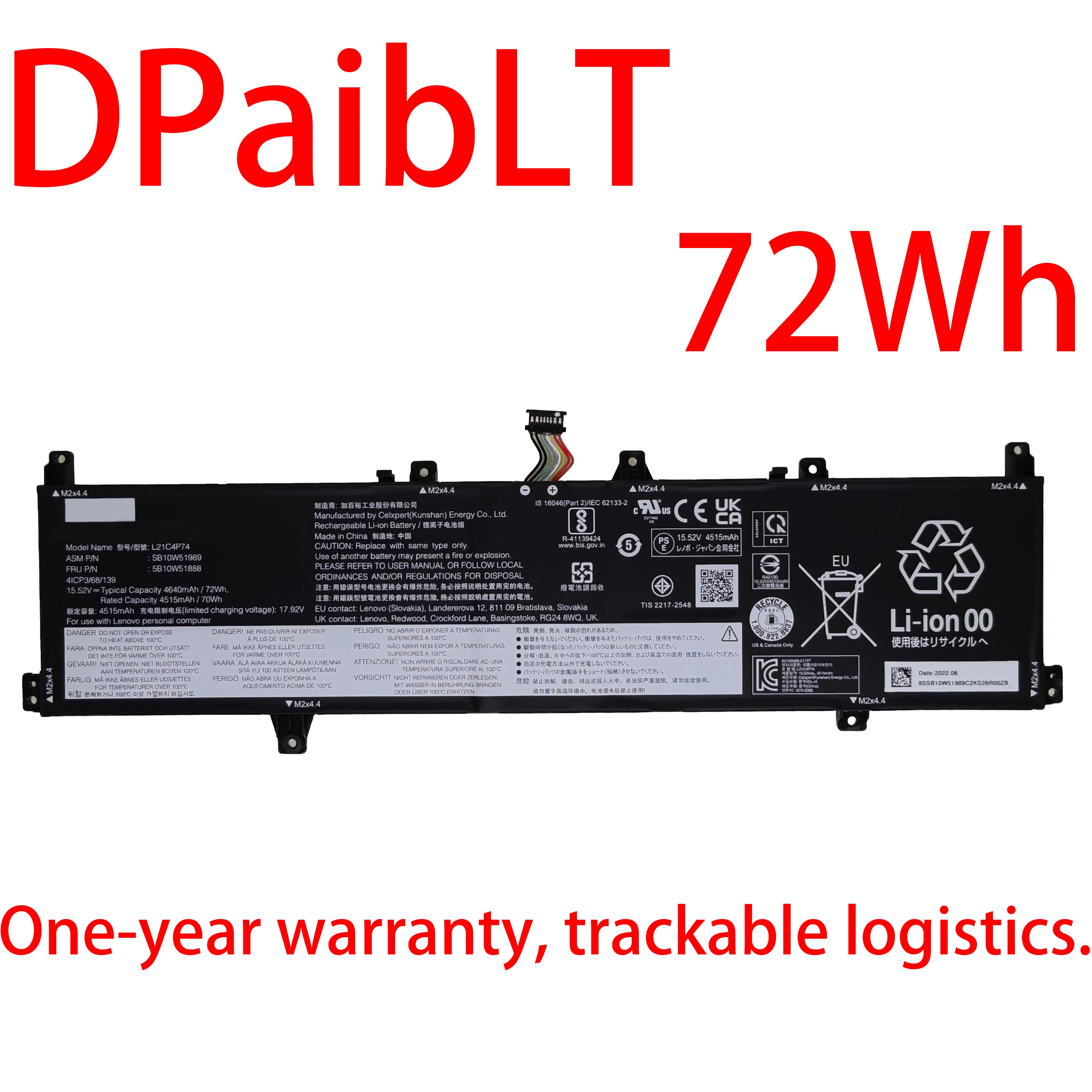 

DPaibLT NEW 72Wh 15.52V L21C4P74 L21D4P76 L21M4P77 SB10W51989 5B10W51888 LAPTOP BATTERY For Lenovo ThinkPad Z16 1st 2022