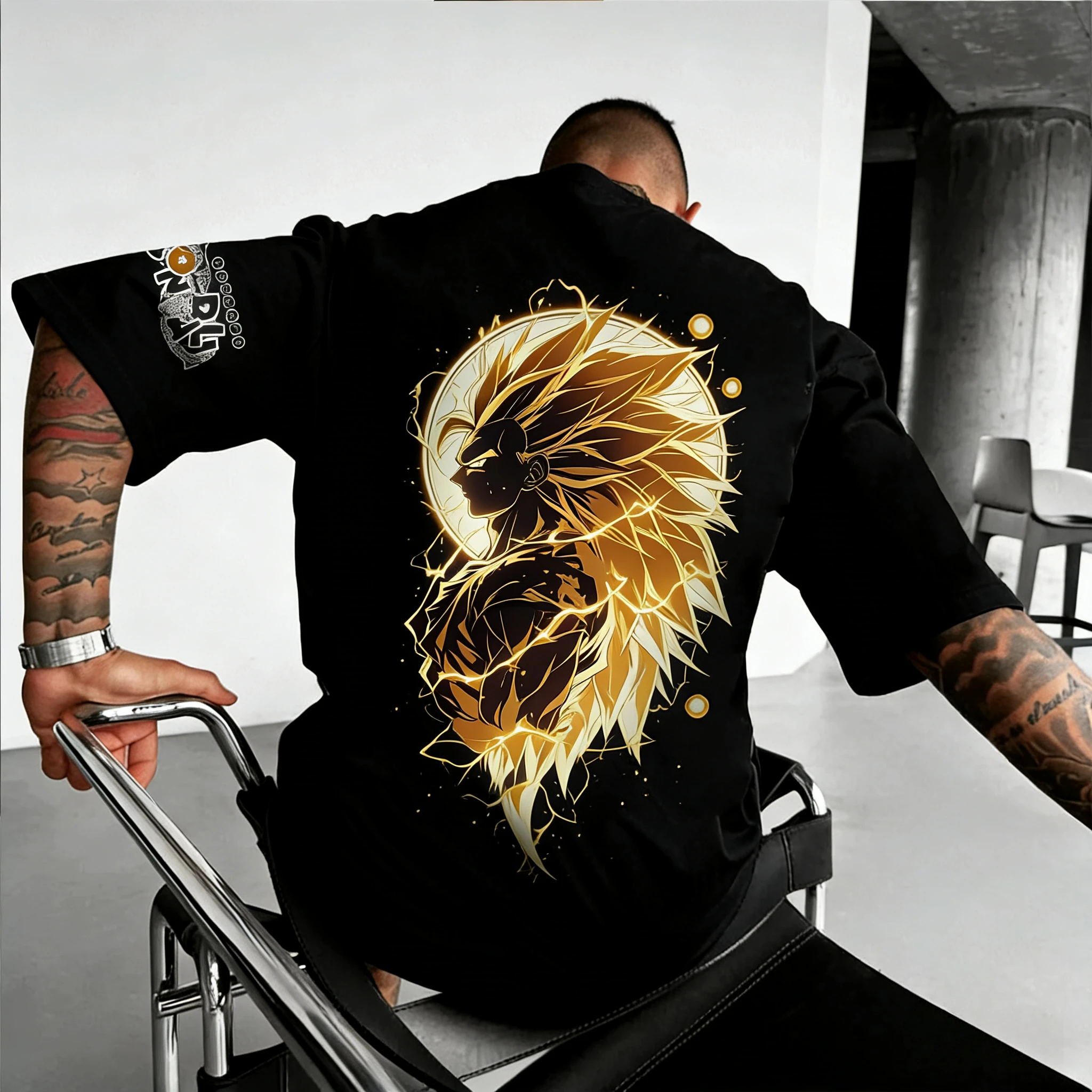 드래곤 볼 손오공 프린트 반팔 반다이 루즈핏 남녀공용 2026 여름 통기성 스포츠 패션 코튼 티셔츠