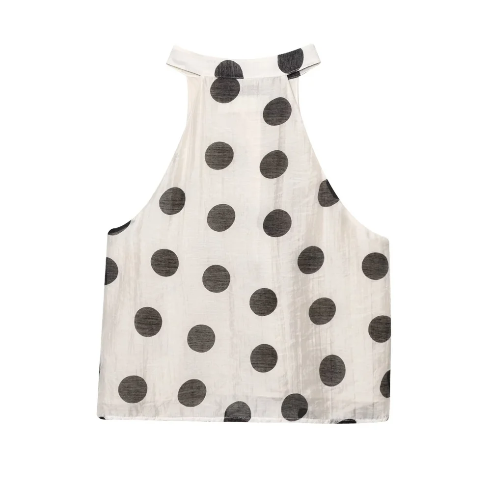 Gola redonda sem mangas bolinhas pendurado pescoço topo verão novas roupas femininas plissado decorativo bolinhas shorts casuais