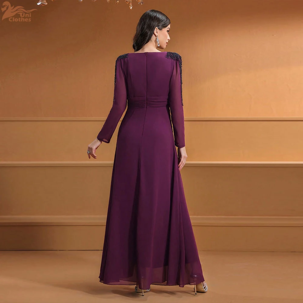 Abiti lunghi da donna Abito da sera lungo in chiffon con applicazioni alla moda Abito da sera elegante e dimagrante da donna