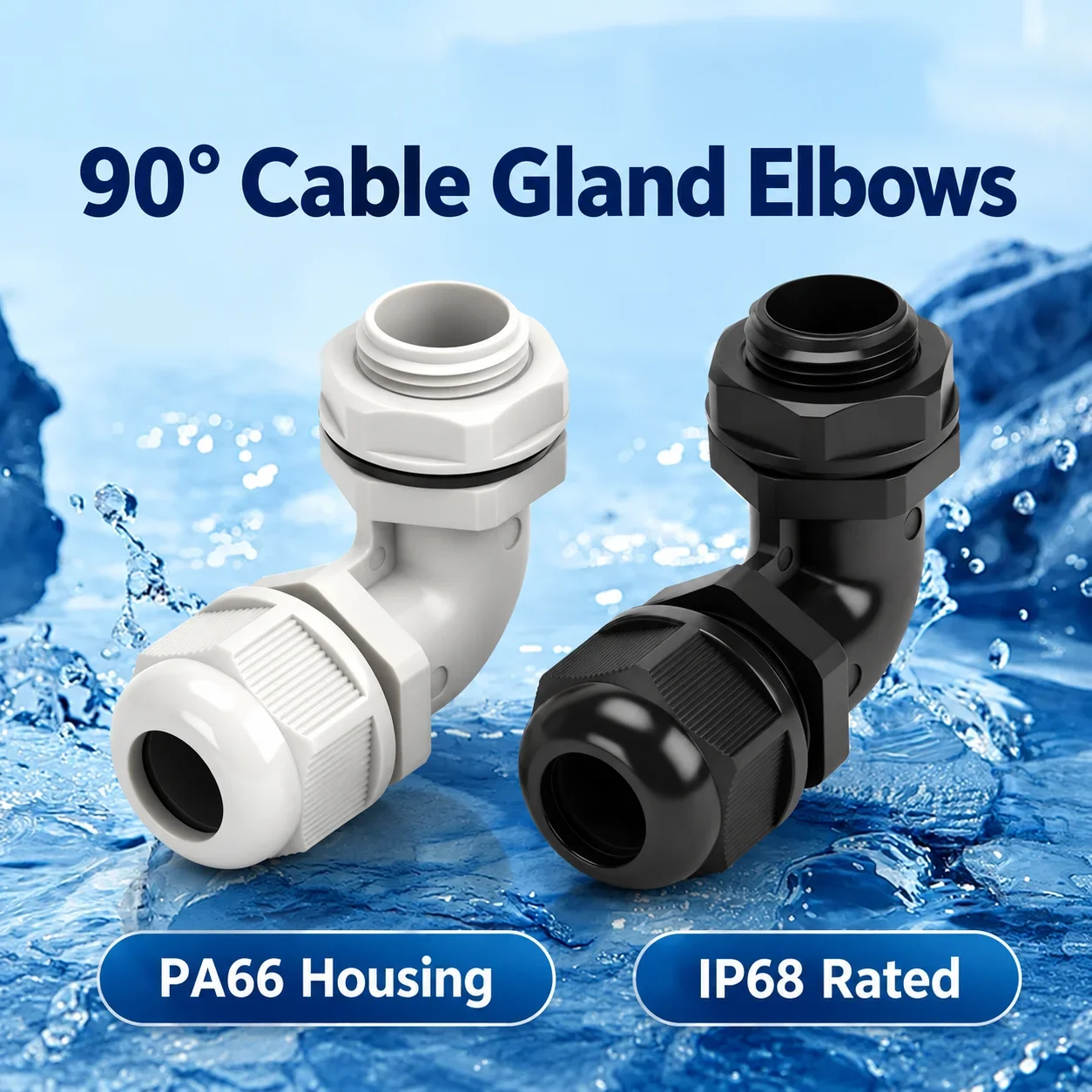 90° Elbow Waterproof Cable Connector M12-M40 Eco-Friendly ROHS Fixed Head Flame Retardant Gland for Secure Wire Connections