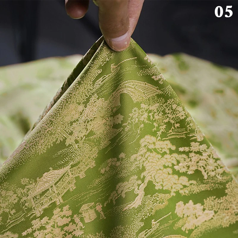 

Chinese Style Vintage Jacquard Satin Silk Fabric Soft Drape Satin Brocade Fabric For DIY Cheongsam Hanfu Dress Qipao Apparel