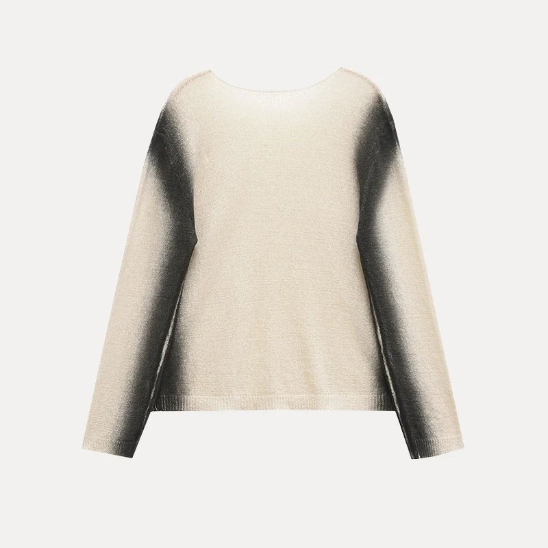 

Women's Long Sve Printed Knitted Sweater Fading Effect Street Sle Polyester Fiber Spring 2025 Z Casual Wear