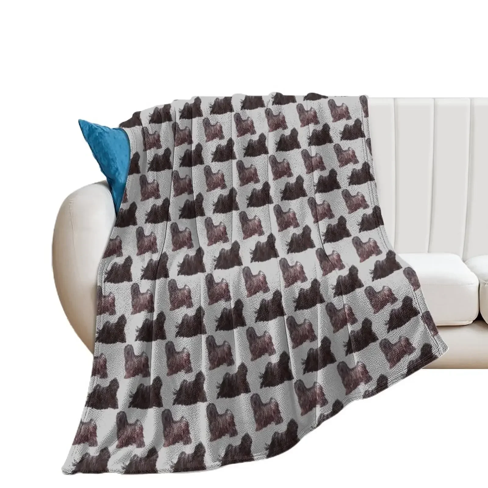 

Hungarian Puli Repeat Pattern Throw Blanket Decoratives Winter beds Blankets