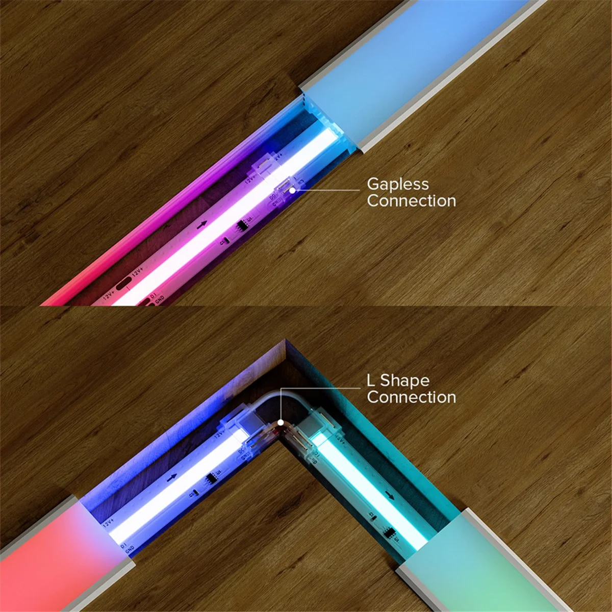 24 Uds. Kits de conectores de cubierta transparente de 3 pines y 12mm para tira de LED COB RGBIC conectores transparentes sin espacio con cable caliente