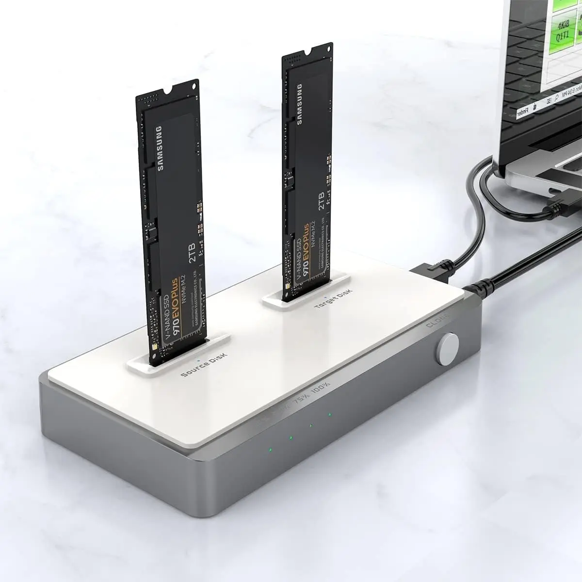 USB C Dual-Bay NVME Docking Station Tool-Free C to Offline Clone M.2 Duplicator for M2 SSD M Key,External Hard Drive Enclosure