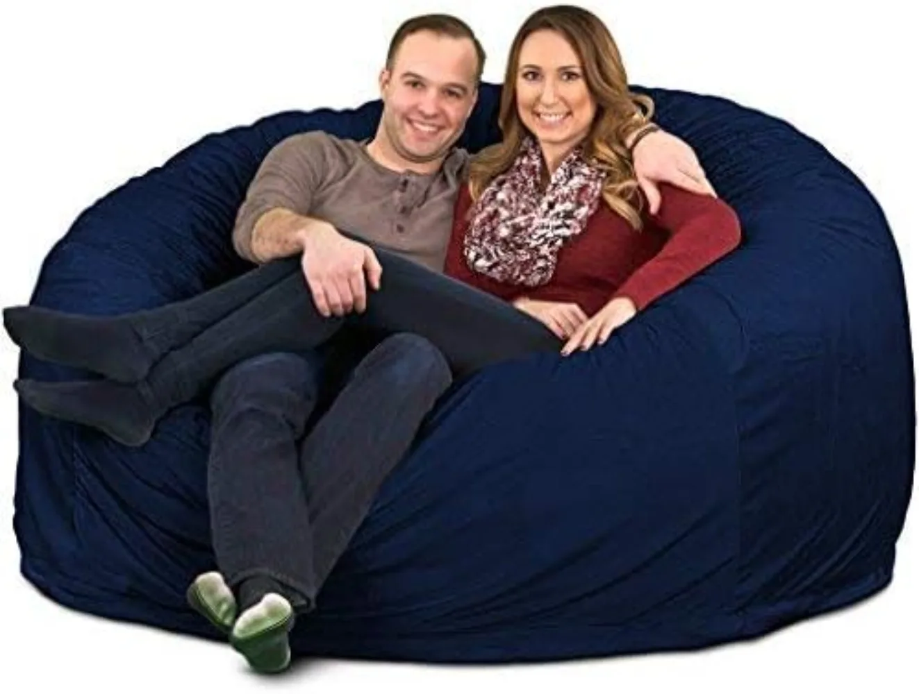 

Beanbag Chair: Huge foam filled furniture - machine washable cover, double seam seams, durable liner. (6000, navy fur)