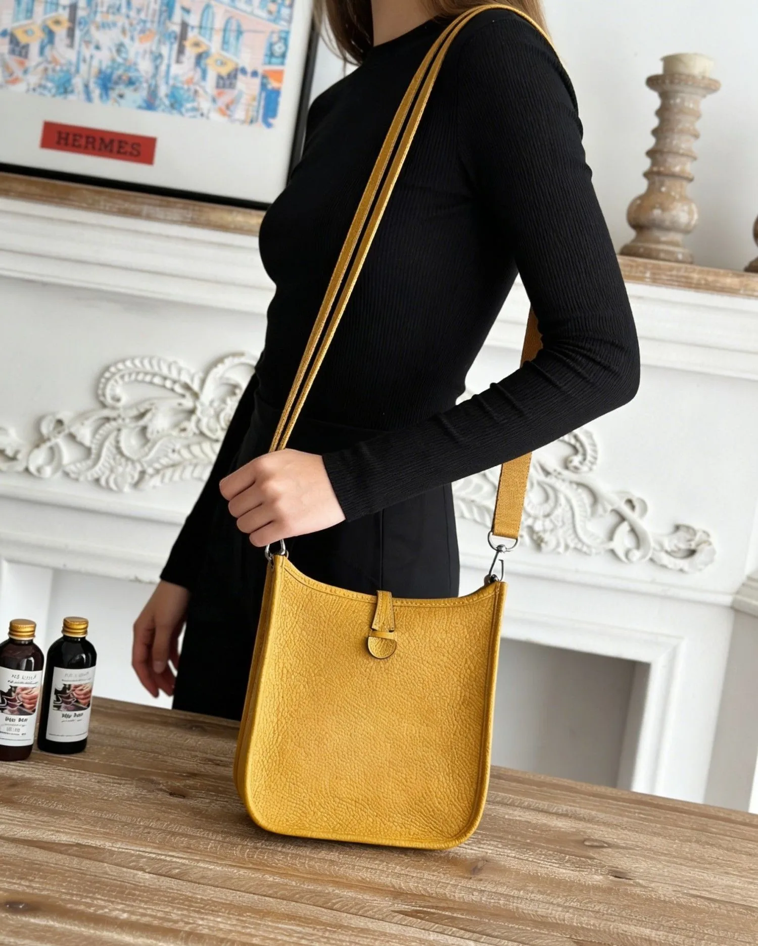 

Ginger Yellow Suede Bucket Bag Women's Soft-textured Faux Leather Shoulder Purse with Open Top Casual Handbag for Daily Commute