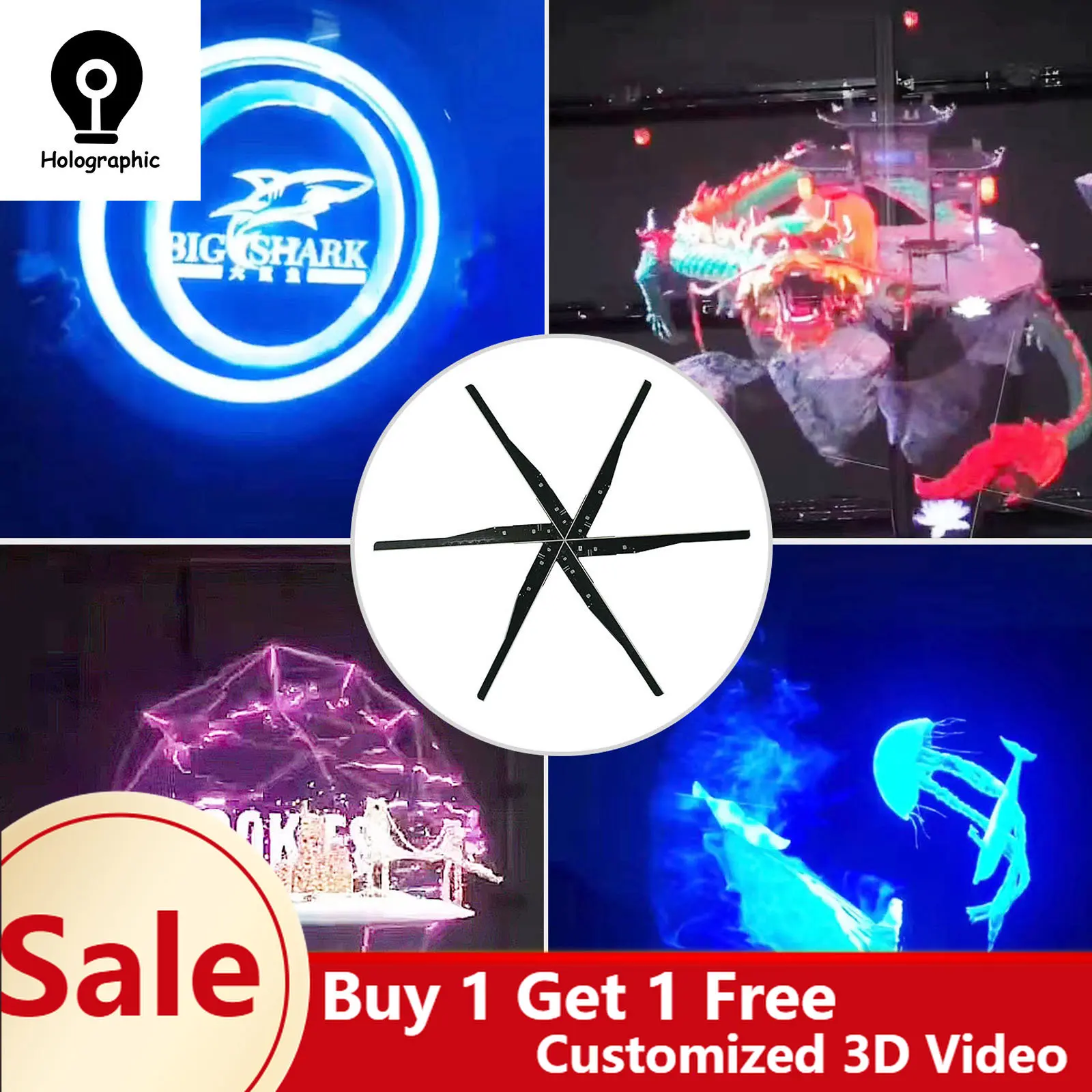 

115cm 3D Hologram Projector Fan Wifi 3D Display Advertising logo Light Led Holographic Lamp Advertising Display logo projector