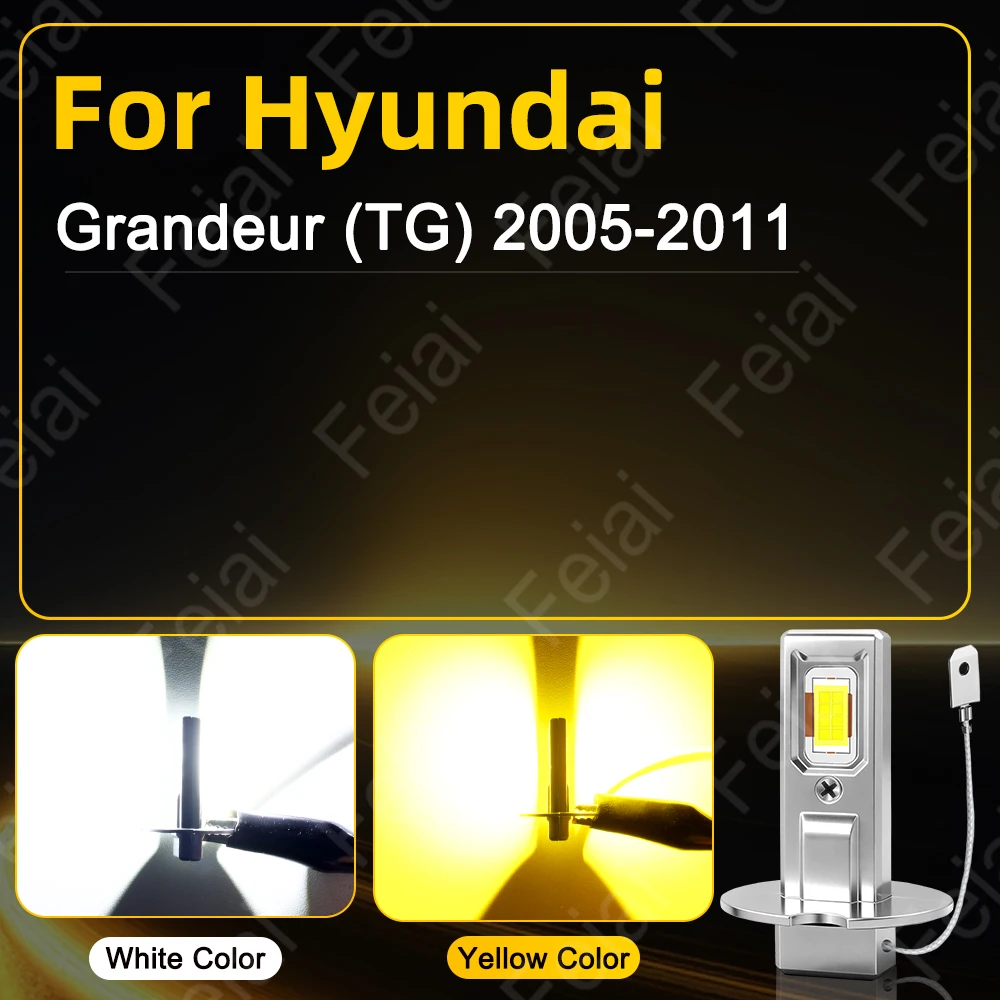 H3 LED Fog Light Bulb For Hyundai Grandeur TG Tuning Accessories 2005 2006 2007 2008  2009 2010 2011 Grandeur Fog Lamp Yellow