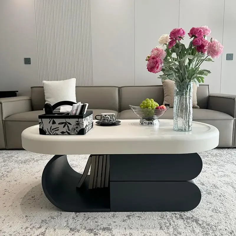 White Drawer Coffee Table Minimalist Luxury Nordic Design Coffee Table Black Unique Mesa De Centro Sala Furniture Living Room image 3