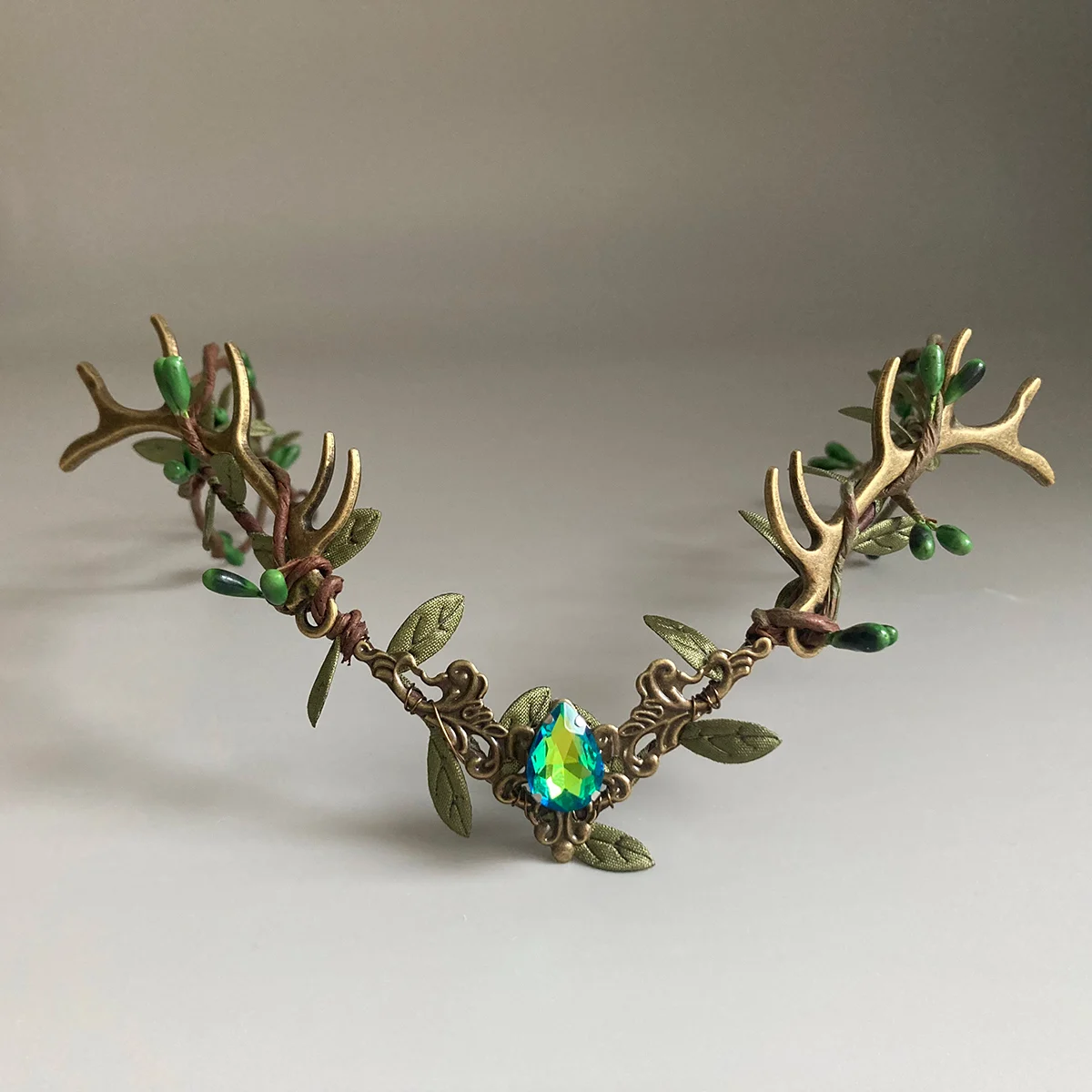 Fairy crown with antlers Elf crown Woodland elven tiara Druid crown Elf circlet with horns Elvish circlet For Renaissance