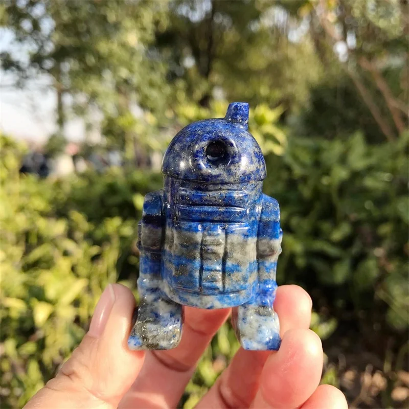 

5.9cm Natural Lapis Lazuli Crystal Robot Statue Carved Quartz Healing Energy Gemstone Crafts For Child Birthday Gifts 1pcs