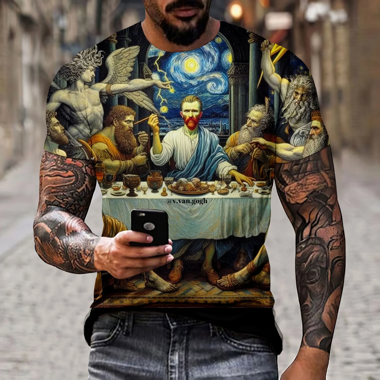 

2025 Best-selling 3D Printed Last Supper New European and American Best-selling Adult Men's and Children's Short-sleeved T-shirt