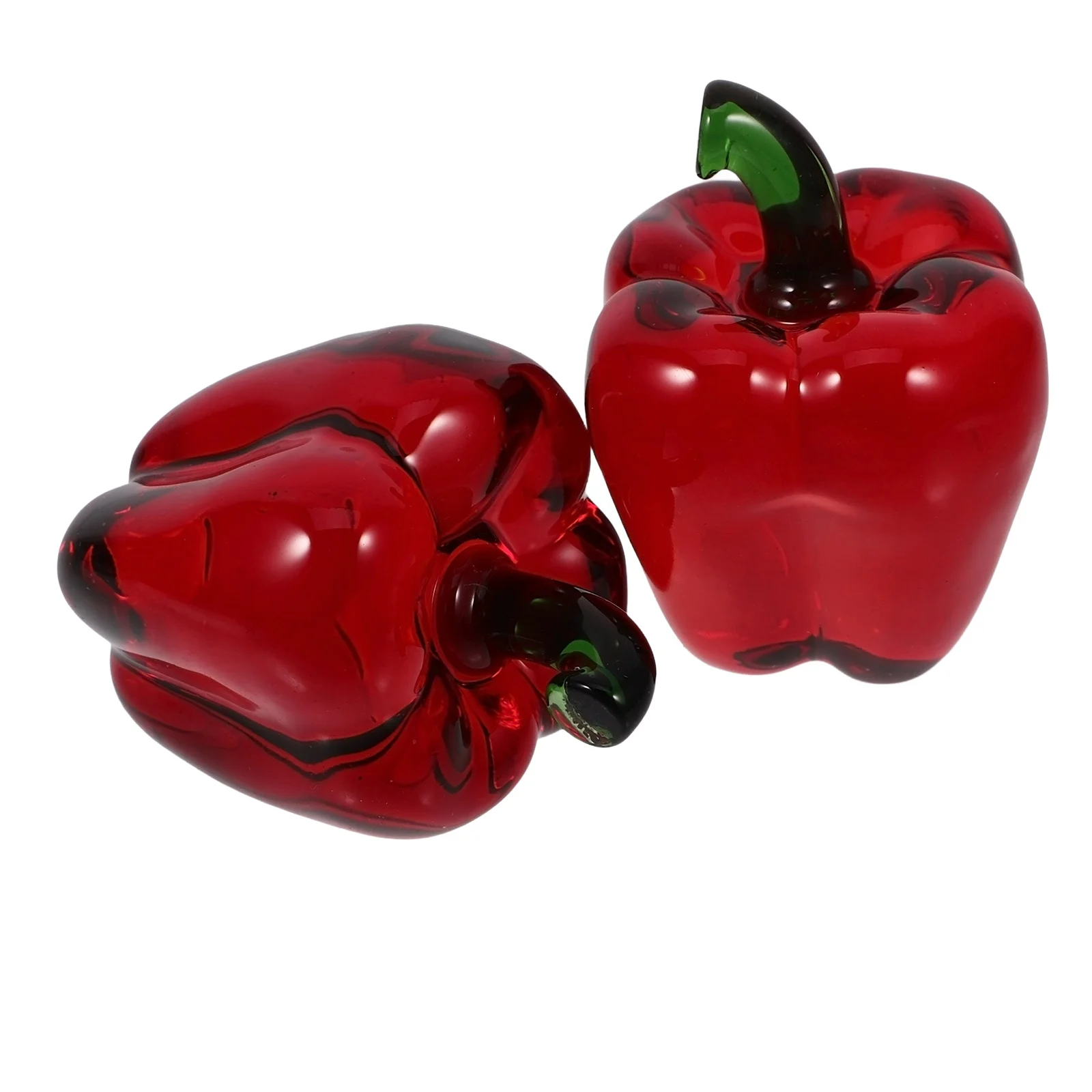 

2Pcs Glass Chili Decoration Miniature Bell Pepper Ornament Home Office Tabletop Decorative Artificial Vegetable Prop
