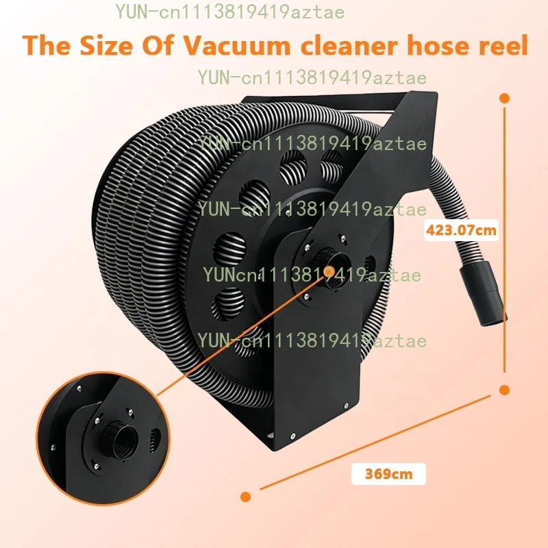 Wall Mounted Retractable Vacuum Hose Reel, 30ft Extension Hose, 1-1/4