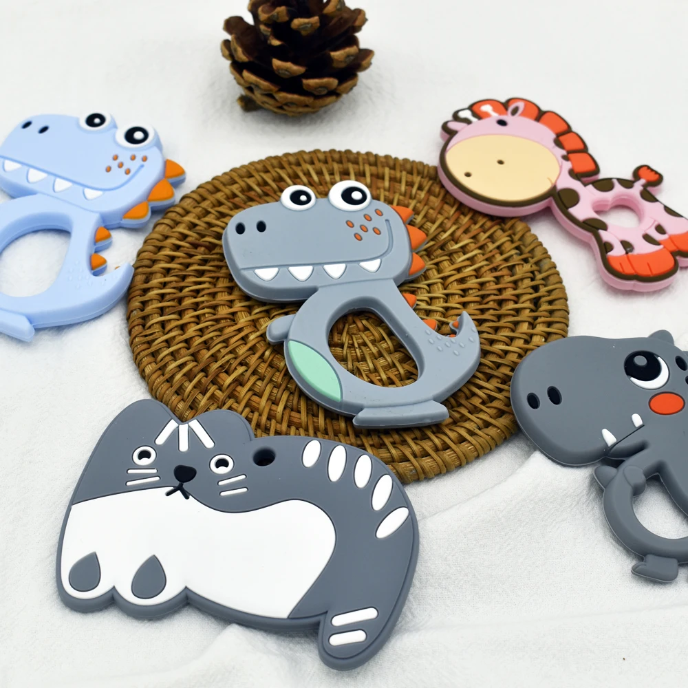 Food Grade Silicone Teethers Cartoon Animal Dinosaur Shaped Baby Teether Rodent Nurse Accessories For Newborn Baby