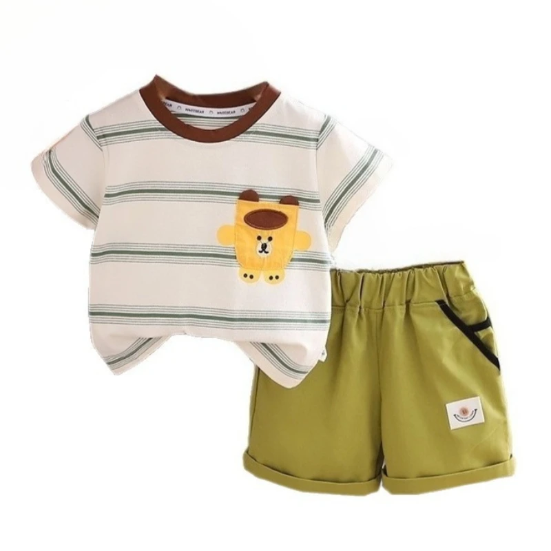 

New Summer Baby Clothes Suit Children Boys T-Shirt Shorts 2Pcs/Sets Kids Girls Clothing Infant Striped Costume Toddler Outfits