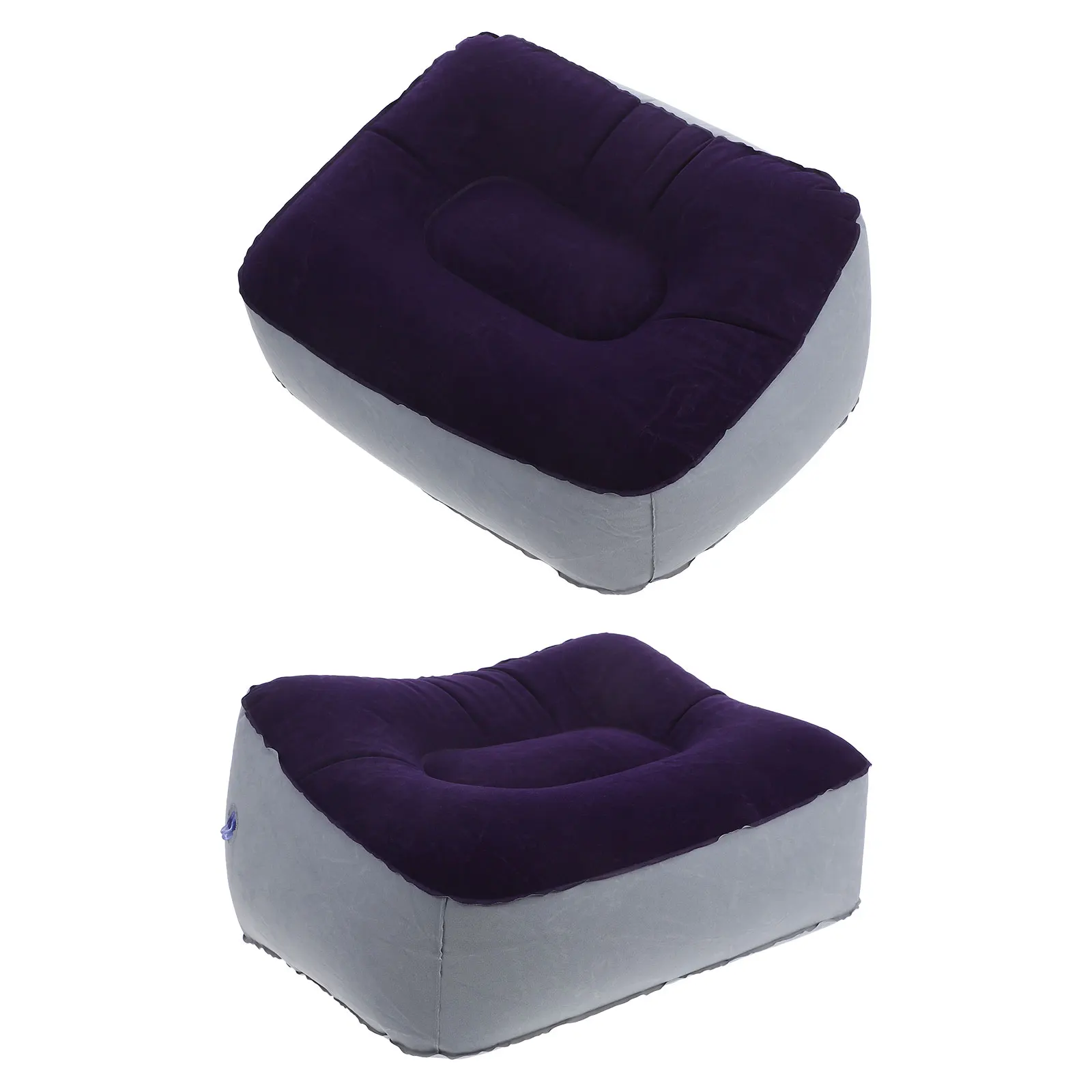 

2 pcs Inflatable Foot Rest Cushion Pvc Flocking Fabric Comfortable Odorless Portable Travel Footrest Pillow For Plane Car Office
