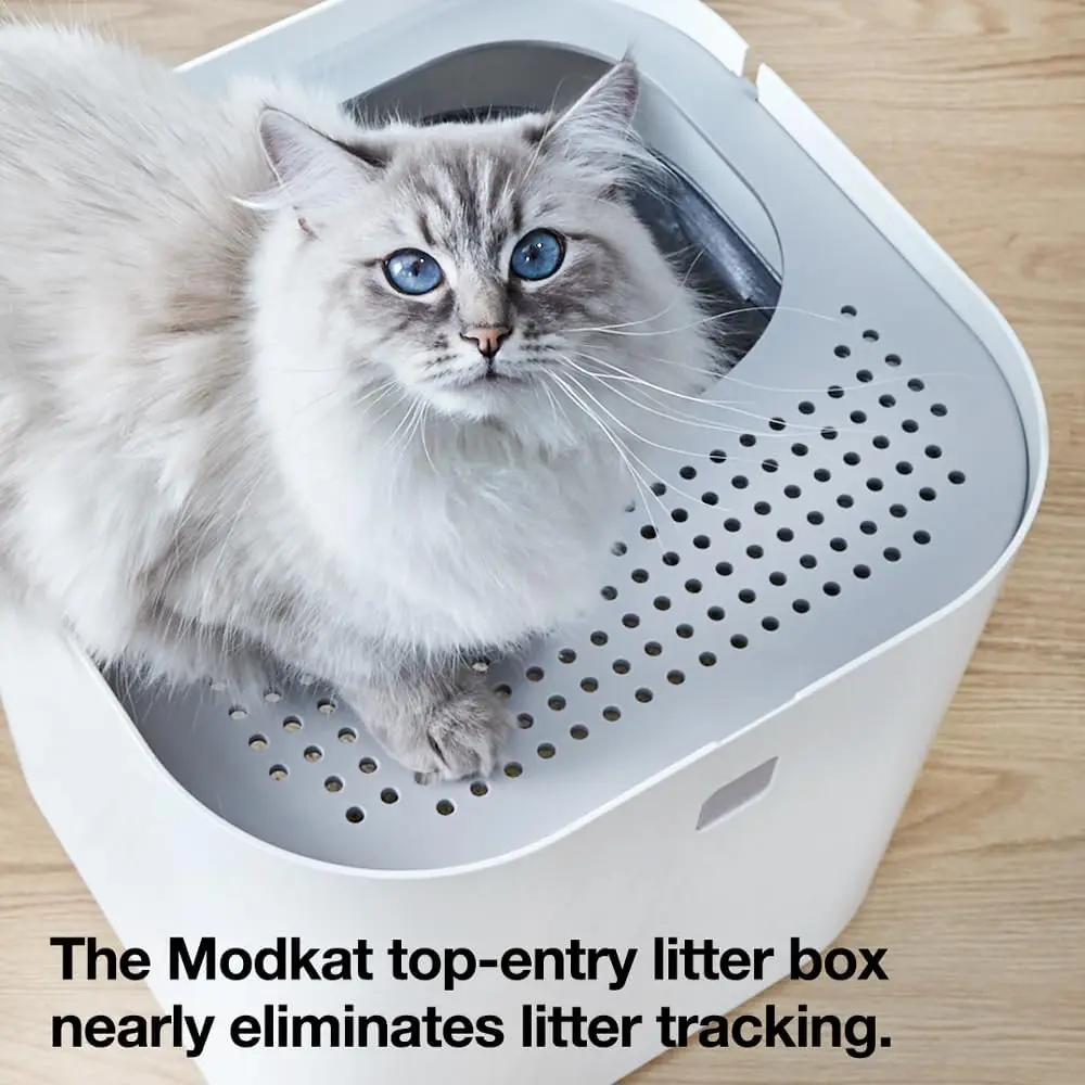 Top-Entry Litter Box Reduces Litter Tracking Swivel Lid for Easy Cleaning Leak-Proof Dog Proof Includes Scoop & Reusable Liner