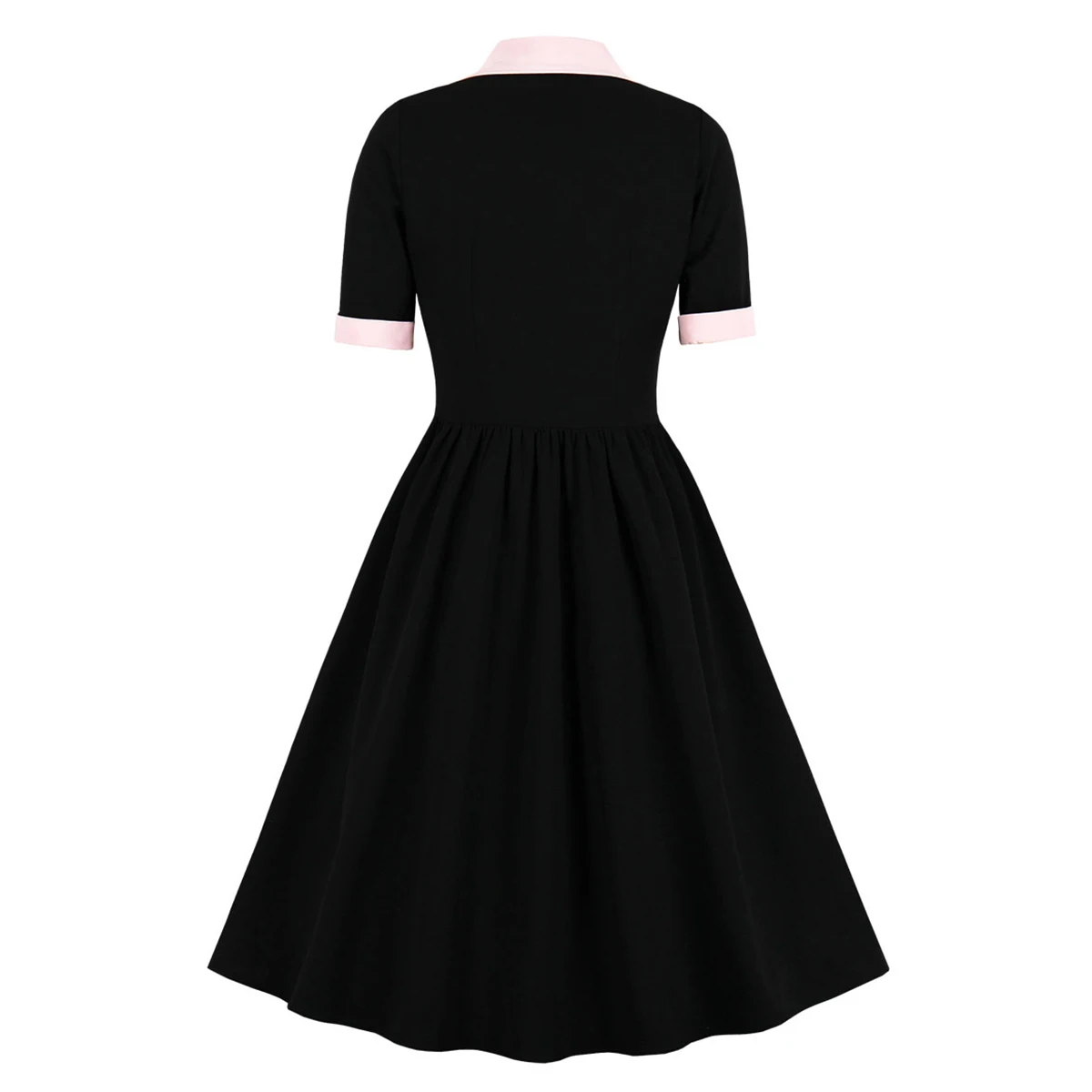 Vintage feminino francês v pescoço arco único breasted retalhos swing 1950s vestido elegante de alta qualidade vestidos algodão