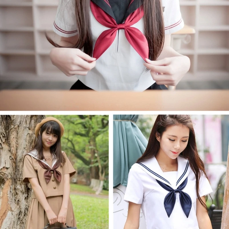 Jk Uniform Sailor Tie Solid Color Detachable Collar Japan Jk seifuku Cosplay Pre-tied Sailor Tie Schoolgirl JK Suit Neck