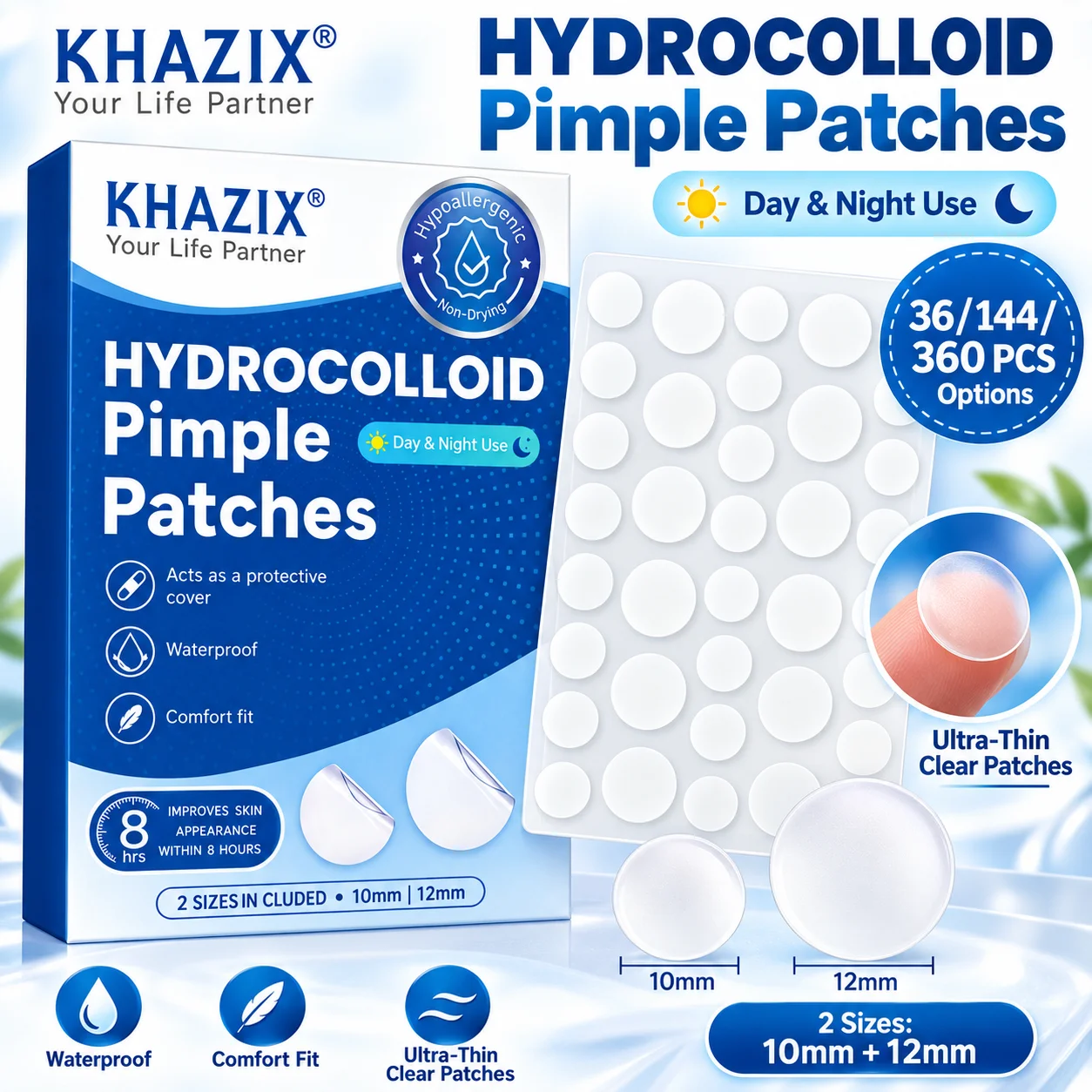 36/144/360pcs Clear Round Pimple Patches, Invisible Acne Stickers, Thin Waterproof Spot Covers for Daily Face Care