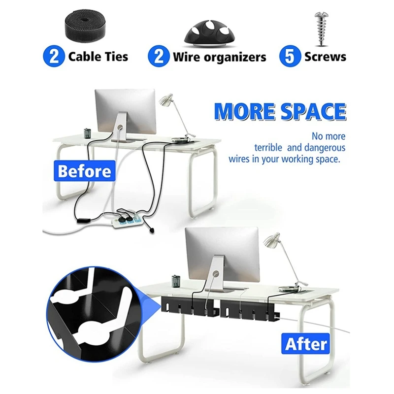 

Expandable Under Desk Cable Storage Rack Management Tray Desk Socket Holder Wire Organizer Shelf Easy To Use