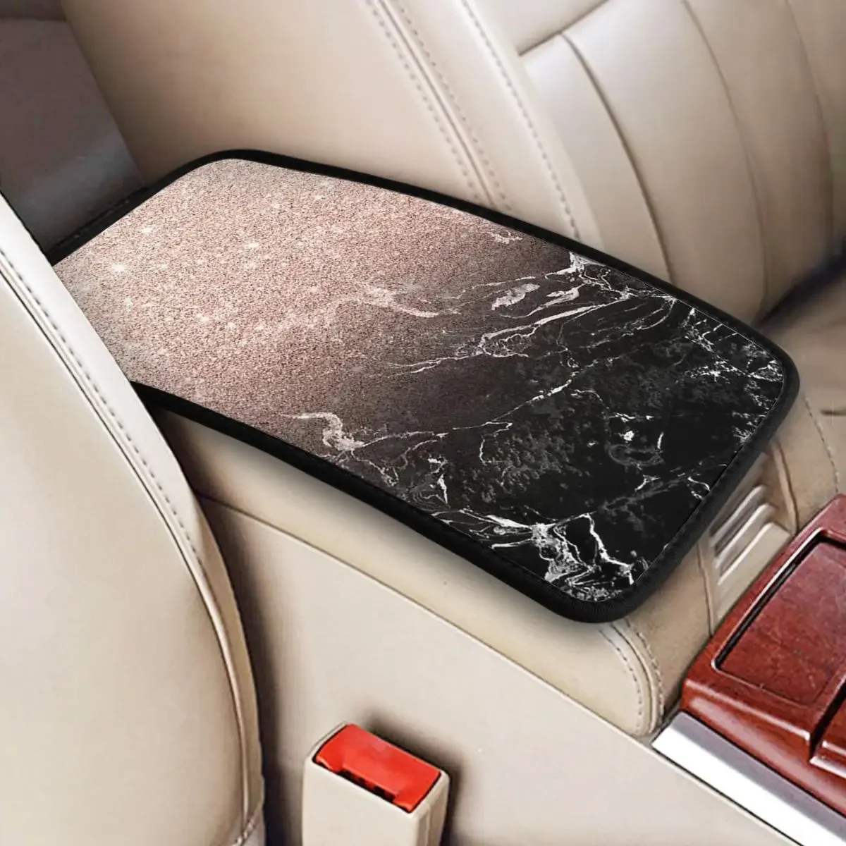 Center Console Cover Pad Marble Car Armrest Cover Mat Stone Stripe Non-slip Auto Accessories Interior Automobiles Armrest Pad